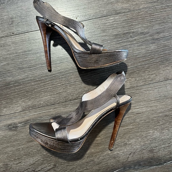 Elie Tahari Black and Brown Strappy Heels - Picture 1 of 11